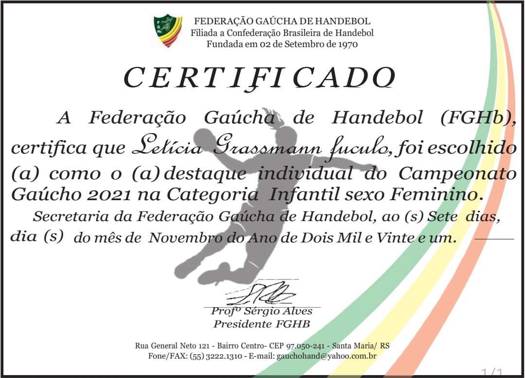 Aluna da IENH recebe destaque individual no Campeonato Estadual de Handebol