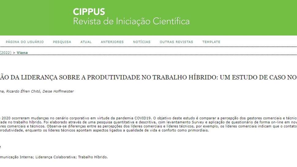 Artigo produzido no MBA em Gestão de Pessoas e Liderança Colaborativa é publicado em revista