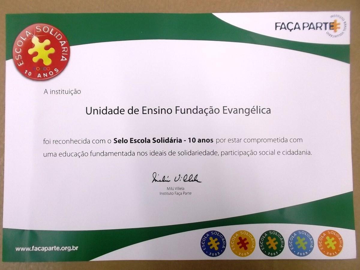 IENH recebe Selo Escola Solidária