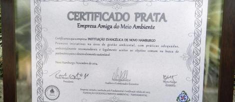 IENH conquista o certificado de prata no prêmio “Empresa Amiga do Meio Ambiente”